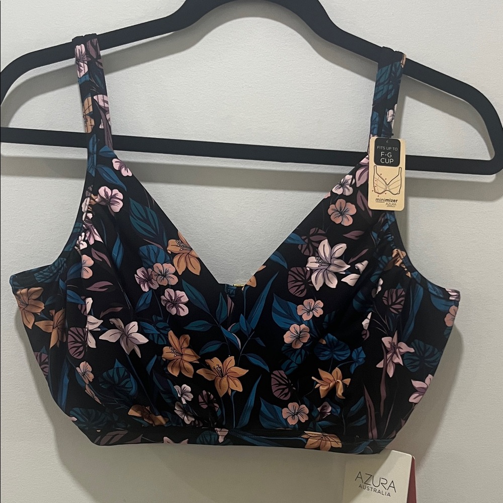 Azura Floral Bikini Top - Black and Pink